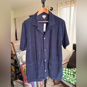 J. Crew Terry Camp Collar Shirt - Darkest Indigo - XL